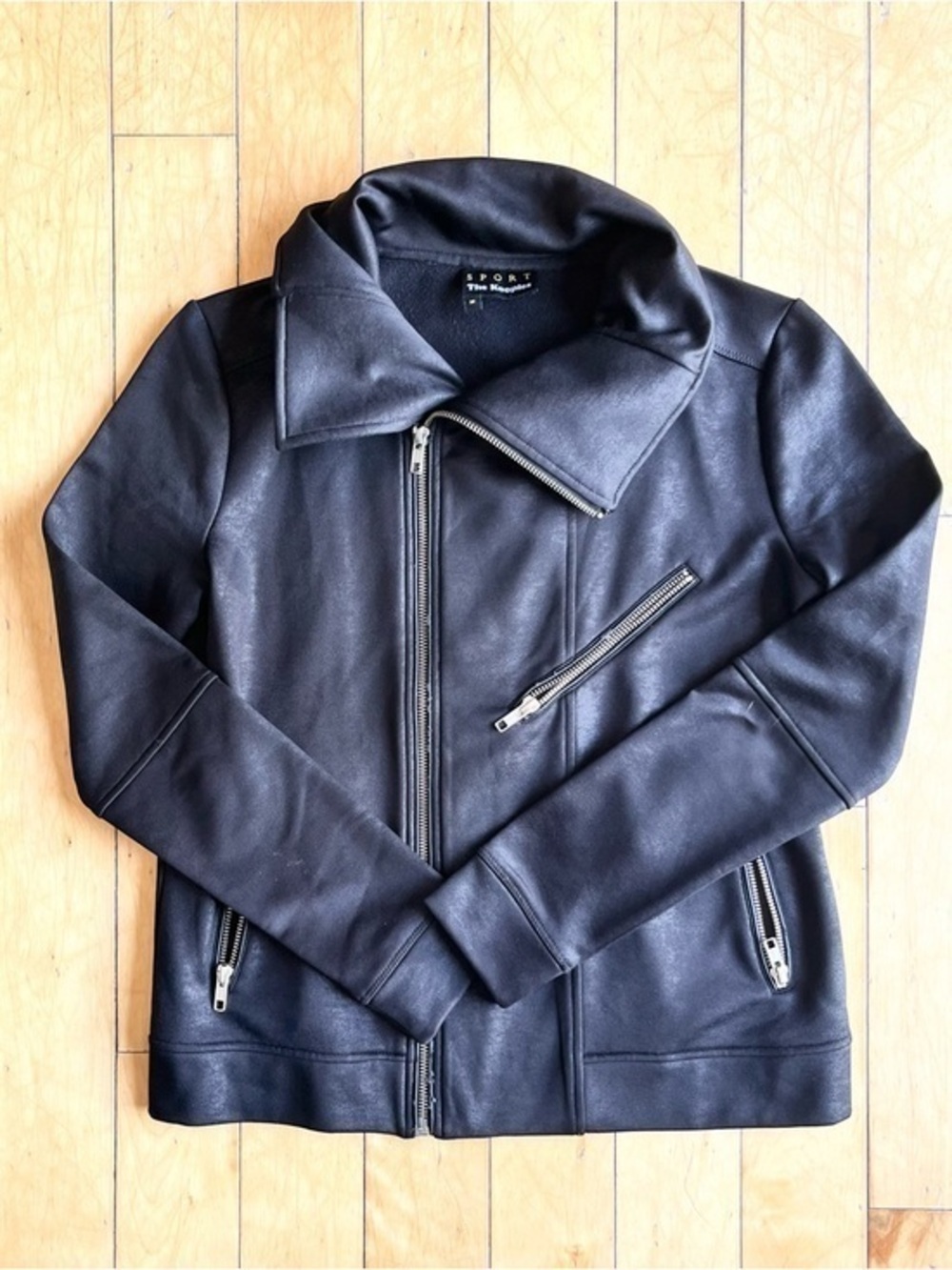 The Kooples SPORT Black Zip-Front Moto Jacket Cost Size Medium